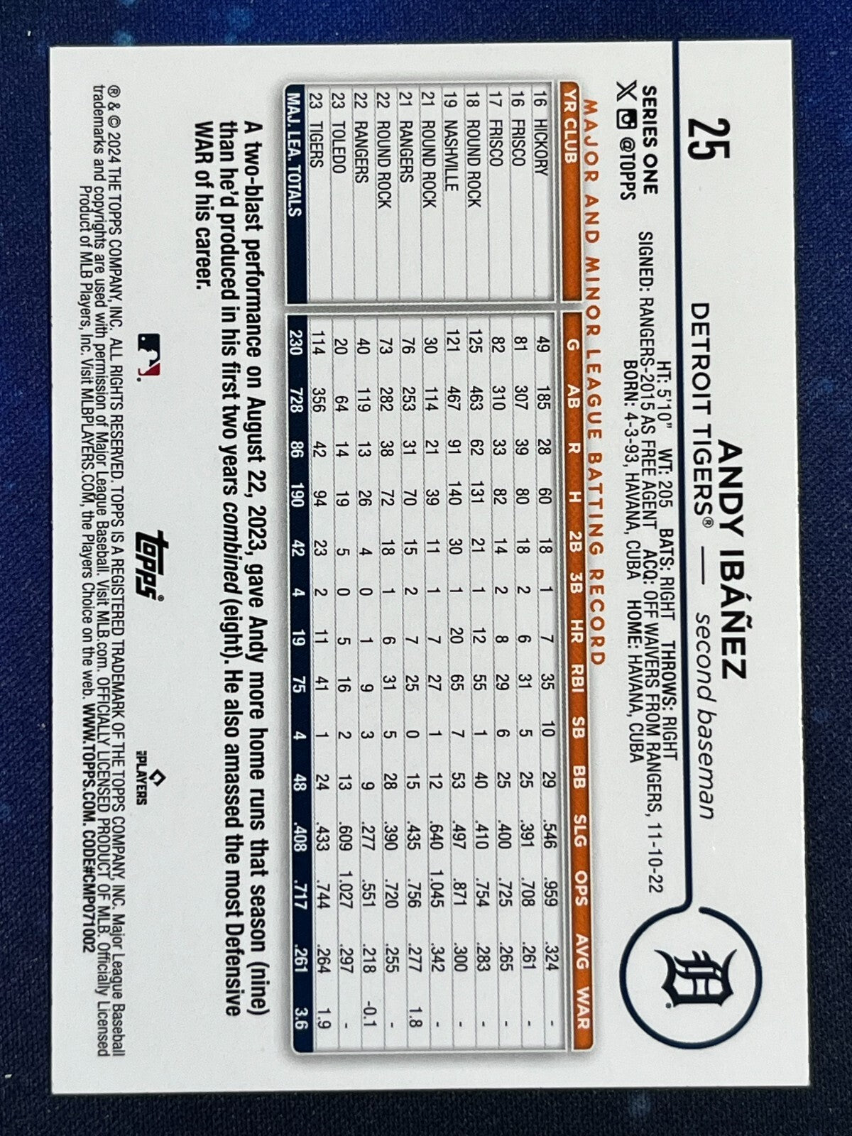 Andy Ibanez 2024 Topps Baseball #25 Detroit Tigers