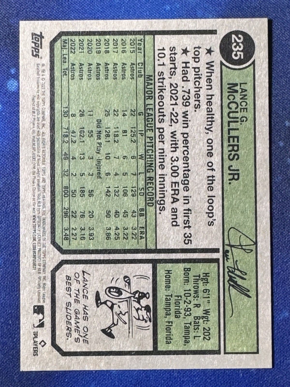 Lance McCullers 2023 Topps Heritage #235 Houston Astros