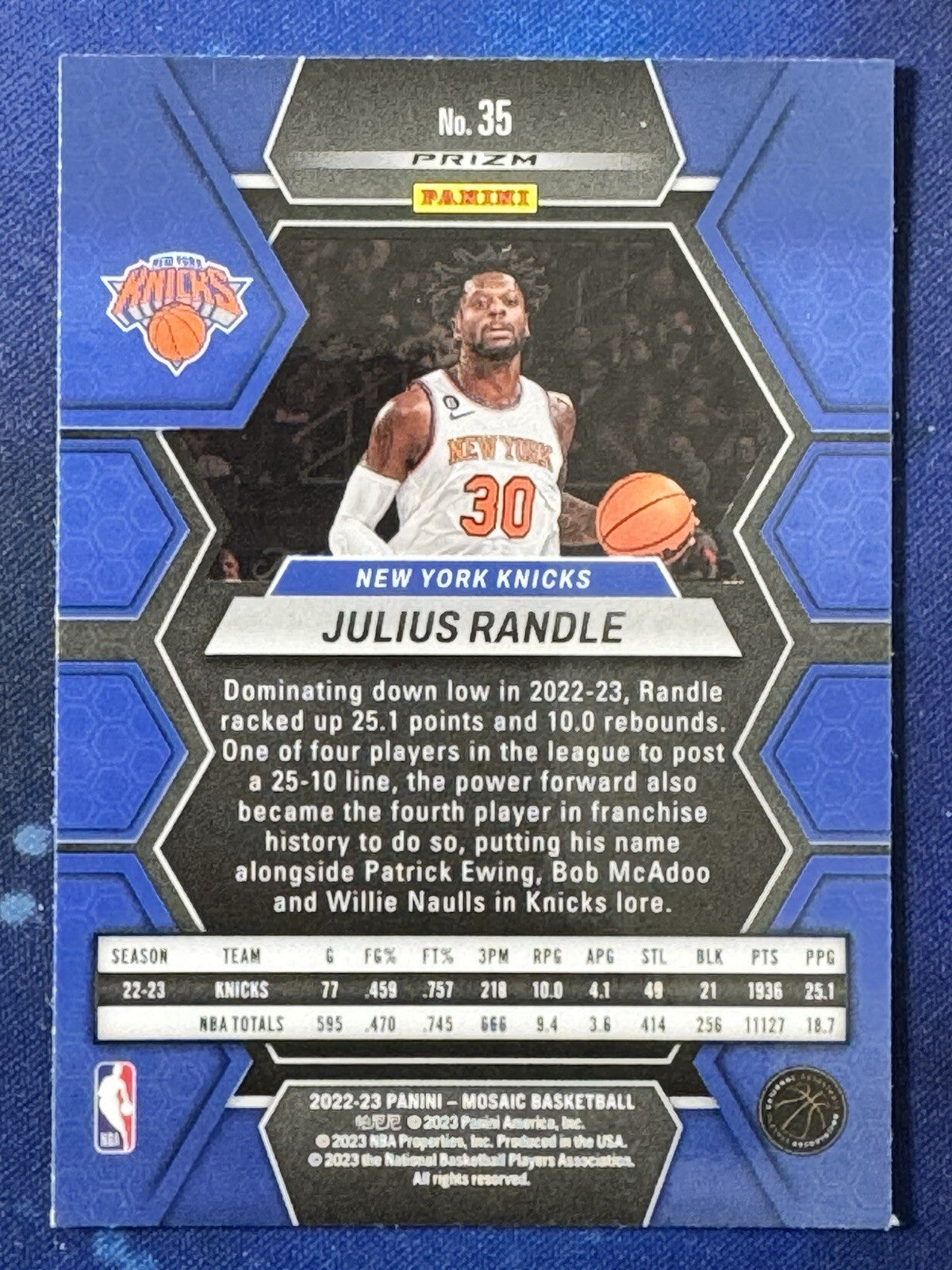 Julius Randle 2022-23 Panini Mosaic Basketball Mosaic Green #35 New York Knicks