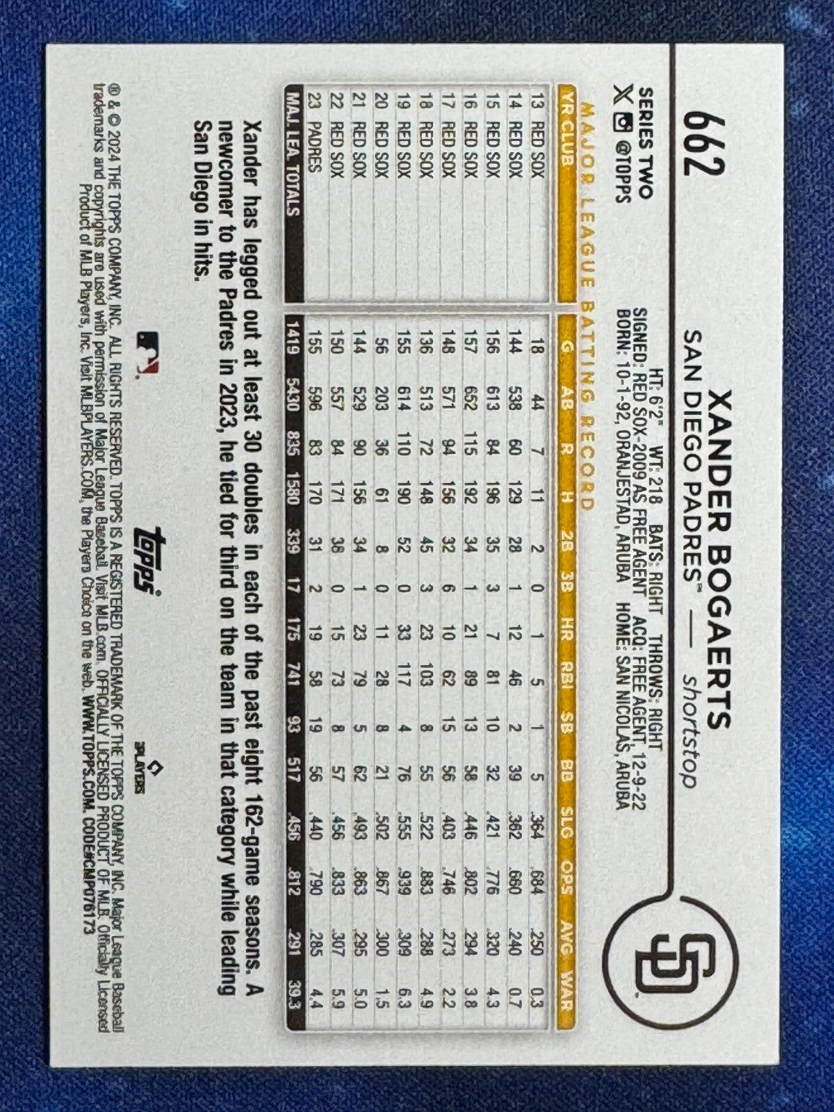 Xander Bogaerts 2024 Topps Series 2 #662 San Diego Padres