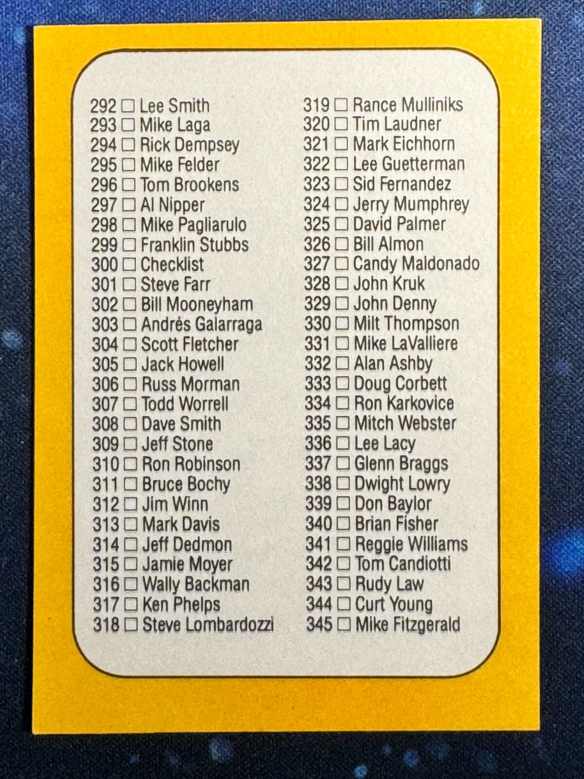 1987 Donruss #300 Checklist 240-345