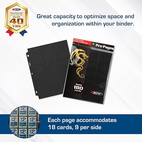 BCW Double-Sided 9-Pocket Pages Holder - 50 Black Pages