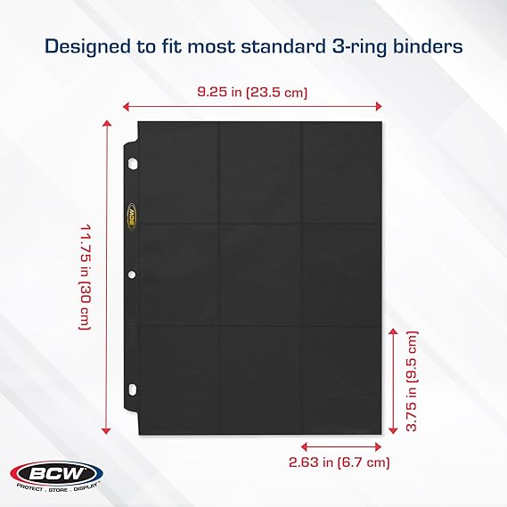 BCW Double-Sided 9-Pocket Pages Holder - 50 Black Pages