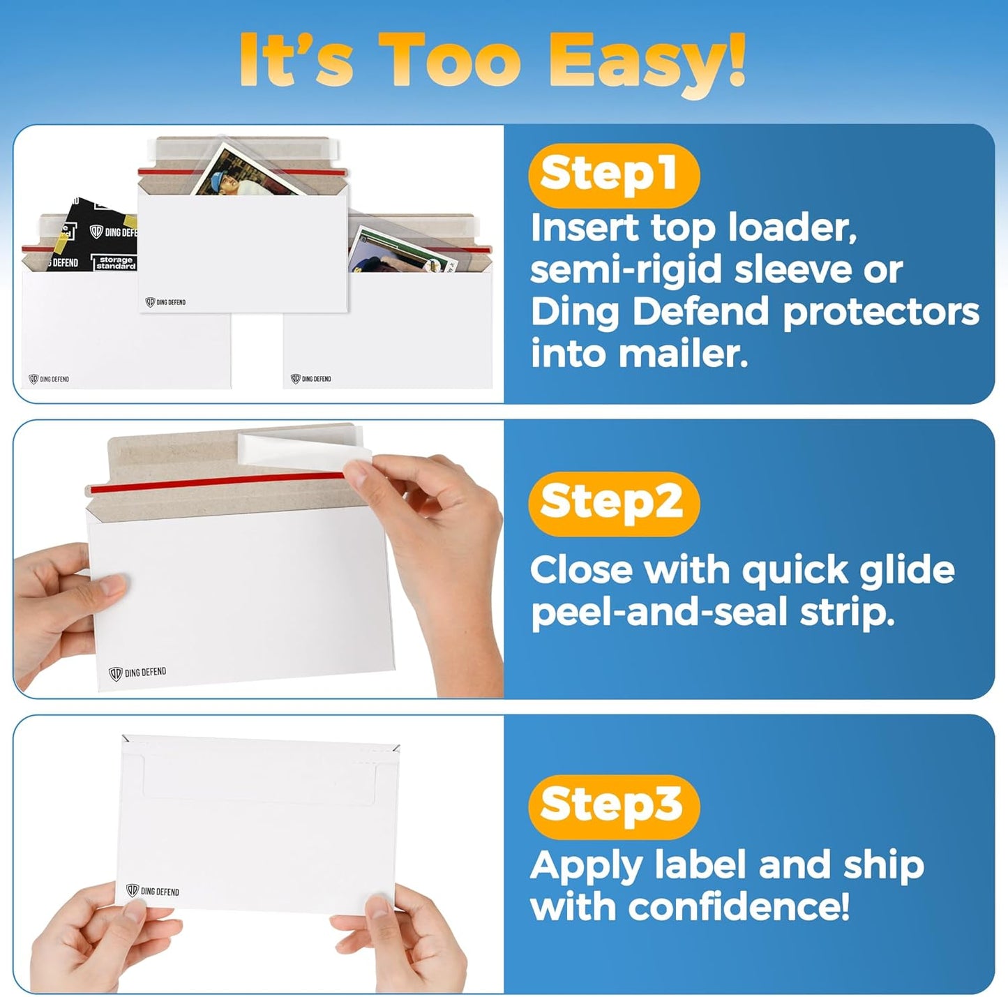 Card Shipping Envelopes - 7 x 4.35 Inches Trading Cards Self-Adhesive Mailers (110 Pack)