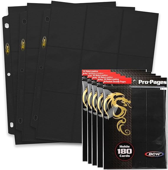 BCW Double-Sided 9-Pocket Pages Holder - 50 Black Pages