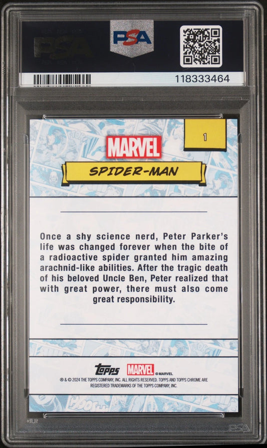 2024 Topps Chrome Marvel Gold Wave #1 Spider-Man 6/50 PSA 10