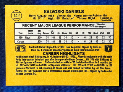 1987 Donruss #142 Kal Daniels Cincinnati Reds