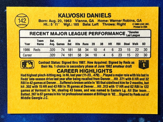 1987 Donruss #142 Kal Daniels Cincinnati Reds