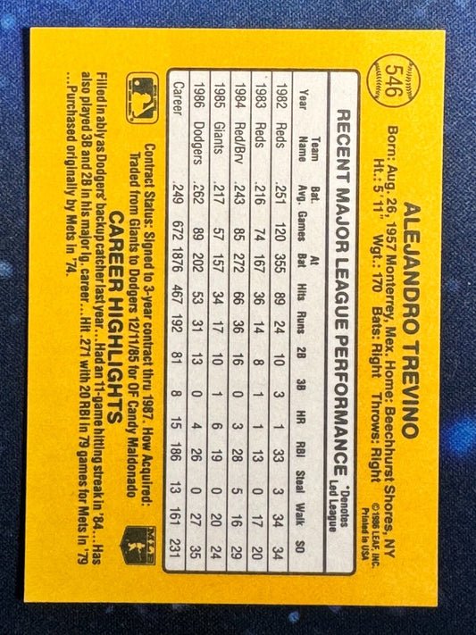 1987 Donruss #546 Alex Trevino Los Angeles Dodgers