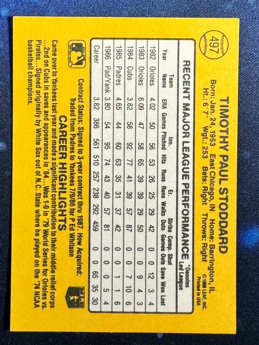 1987 Donruss #497 Tim Stoddard New York Yankees