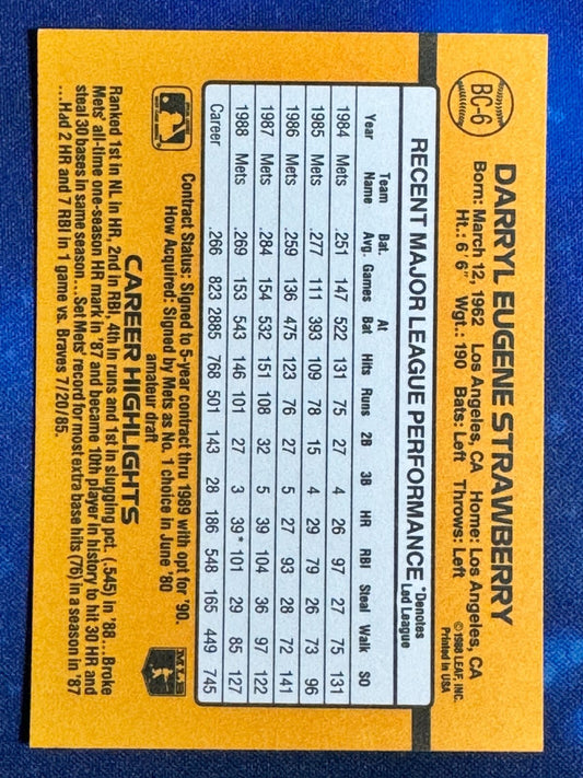 Darryl Strawberry 1989 Donruss #BC-6 New York Mets