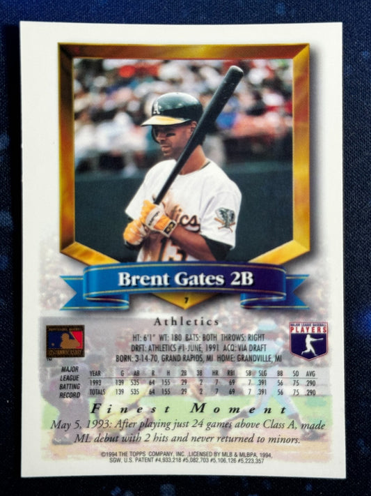 1994 Topps Finest #7 Brent Gates Oakland Athletics
