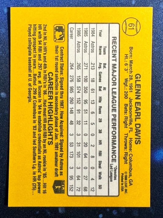 1987 Donruss #61 Glenn Davis Houston Astros