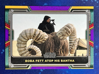 2022 Star Wars: Book of Boba Fett Base Purple #44 Boba Fett Atop his Bantha
