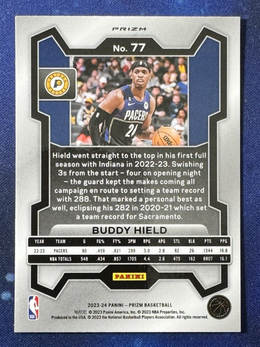 Buddy Hield 2023-24 Panini Prizm Basketball Ice Prizm #77 Indiana Pacers