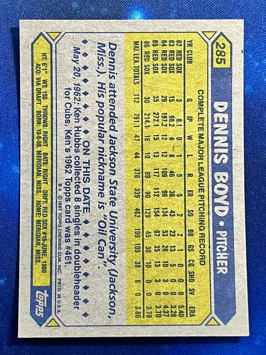 1987 Topps #285 Dennis Boyd Boston Red Sox