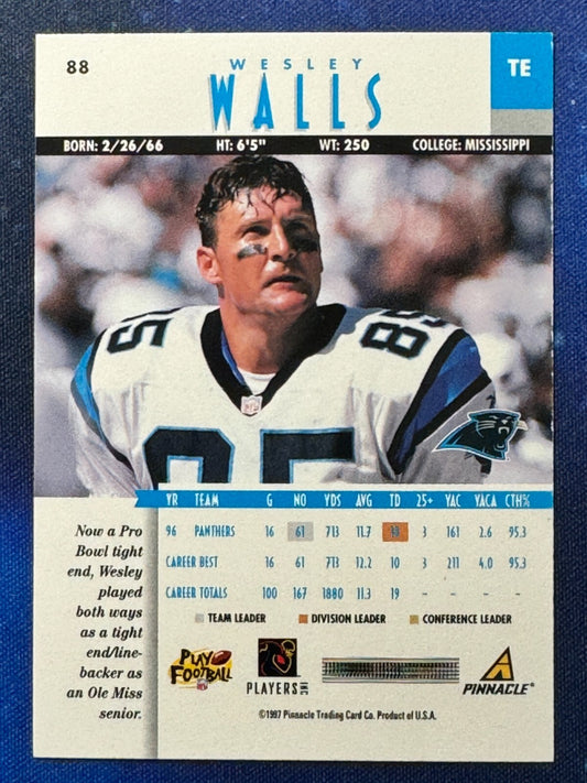 Wesley Walls 1997 Pinnacle Football #88 Carolina Panthers