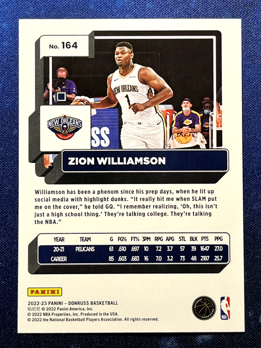 Zion Williamson 2022-23 Panini Donruss Basketball #164 