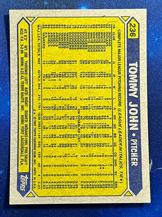 1987 Topps #236 Tommy John New York Yankees