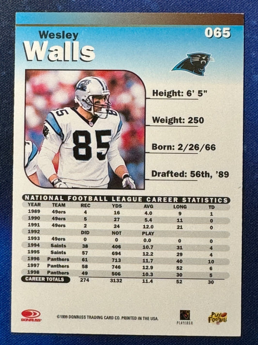 Wesley Walls 1999 Donruss Elite Football #65 Carolina Panthers