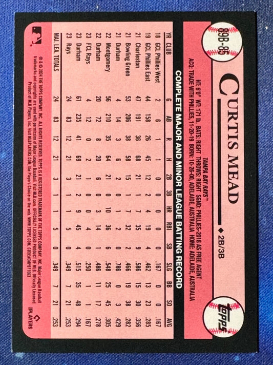 Curtis Mead 2024 Topps Baseball Rookie #89B-85 ‘89 Topps Tampa Bay Rays