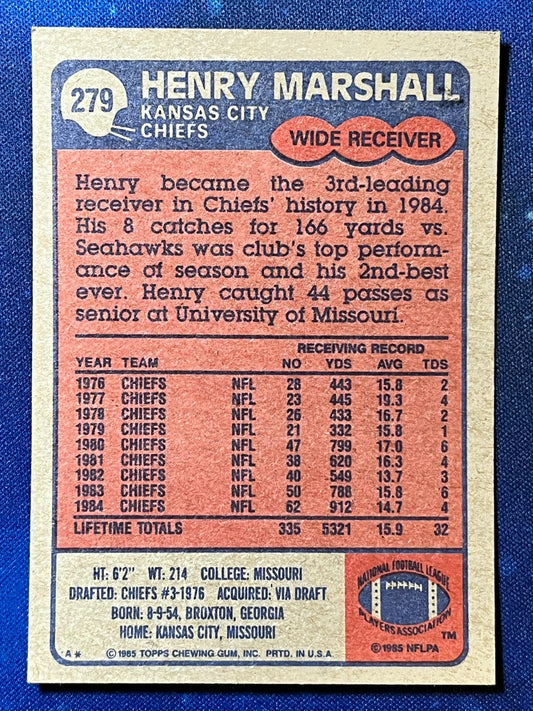 1985 Topps Football #279 Henry Marshall Kansas City Chiefs