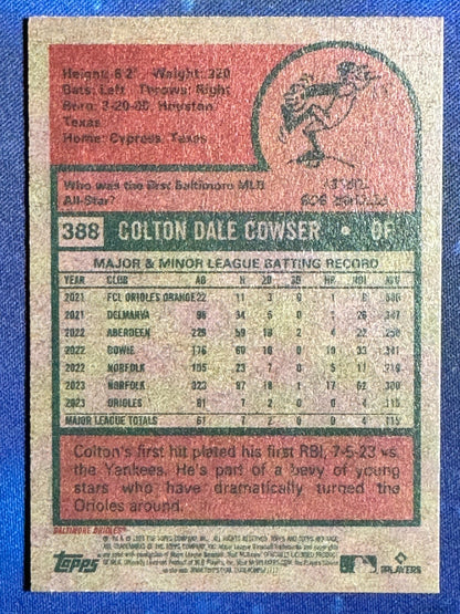Colton Cowser 2024 Topps Heritage Baseball Rookie (RC) #388 Baltimore Orioles