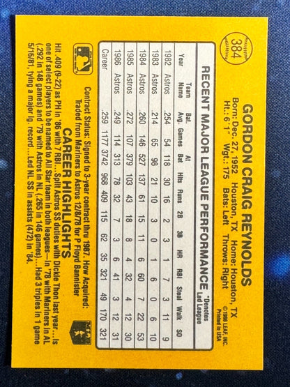 1987 Donruss #384 Craig Reynolds Houston Astros