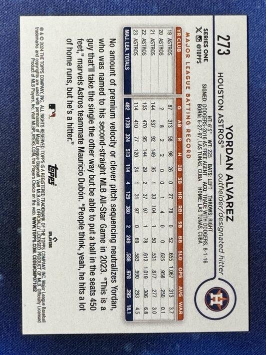 Yordan Alvarez 2024 Topps Baseball #273 Houston Astros