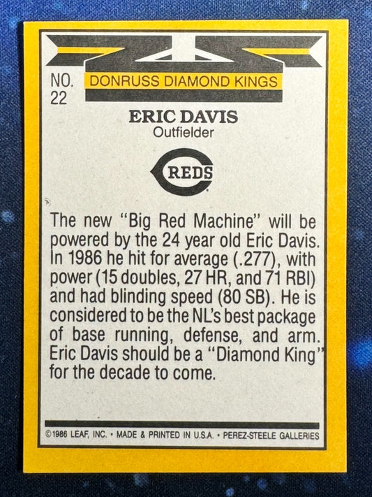 1987 Donruss Diamond Kings #22 Eric Davis Cincinnati Reds