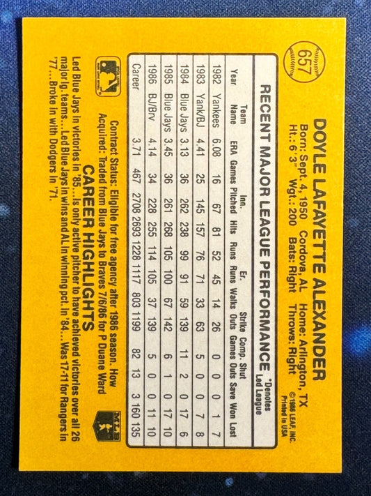 1987 Donruss #657 Doyle Alexander Atlanta Braves
