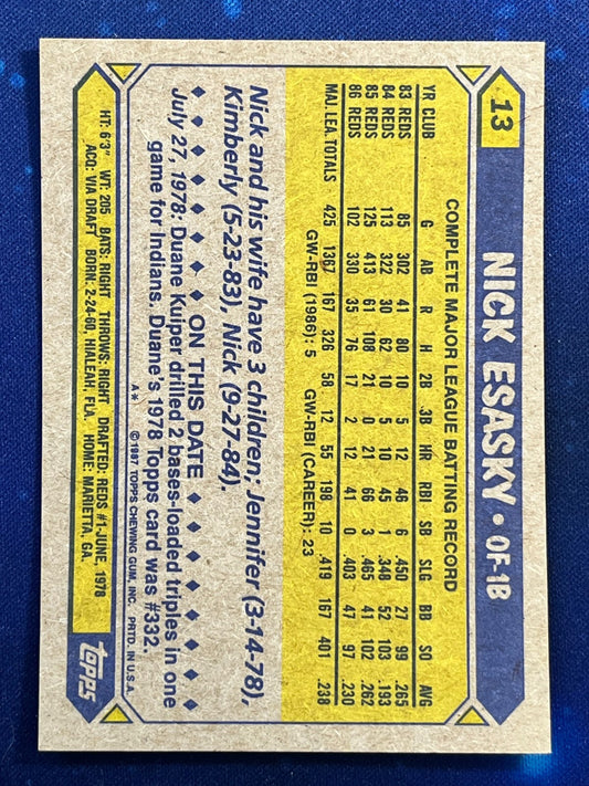 1987 Topps #13 Nick Esasky Cincinnati Reds