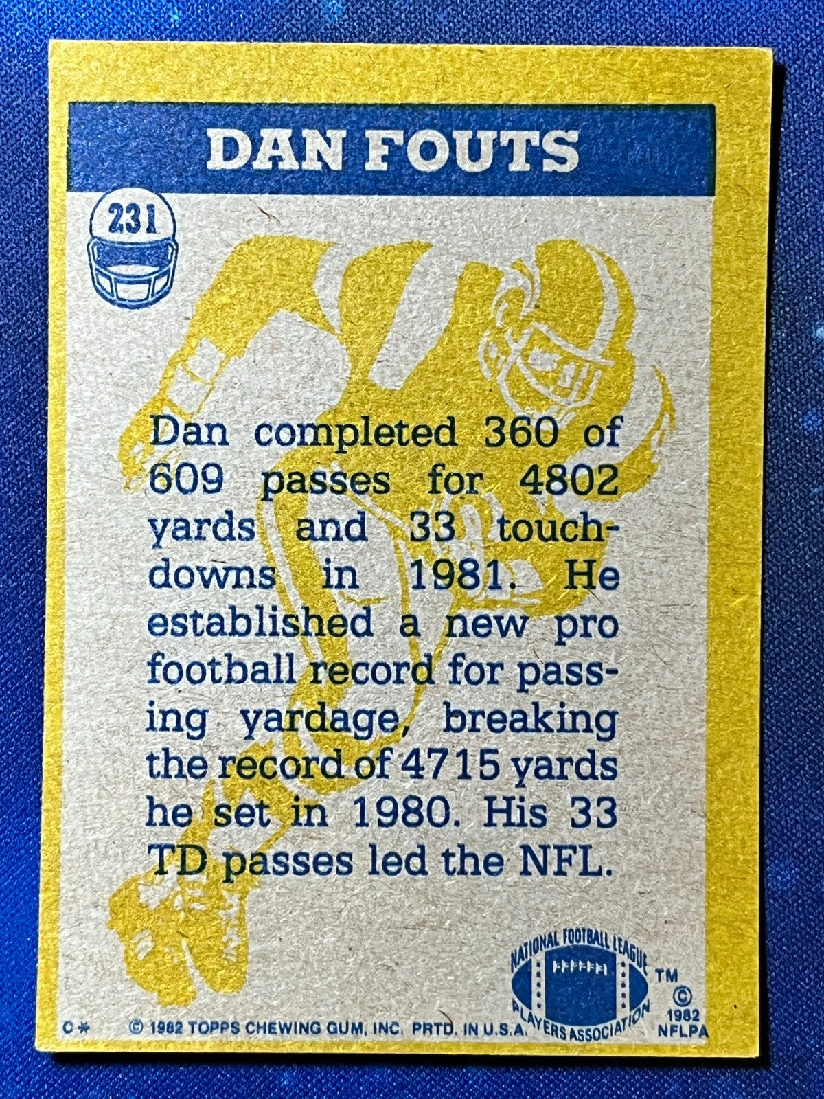 1982 Topps Football In Action #231 Dan Fouts San Diego Chargers