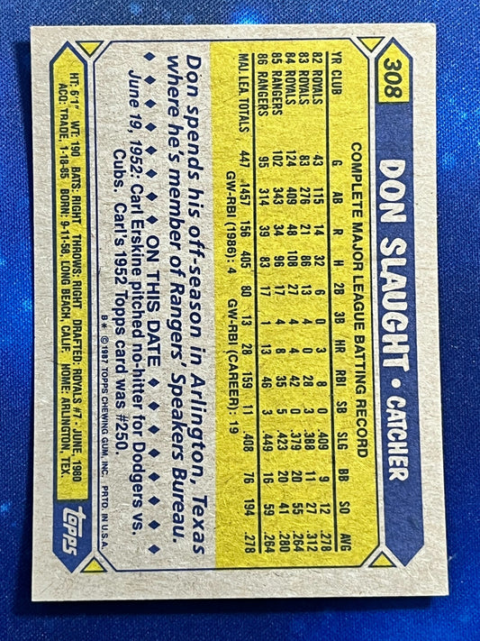 1987 Topps #308 Don Slaught Texas Rangers