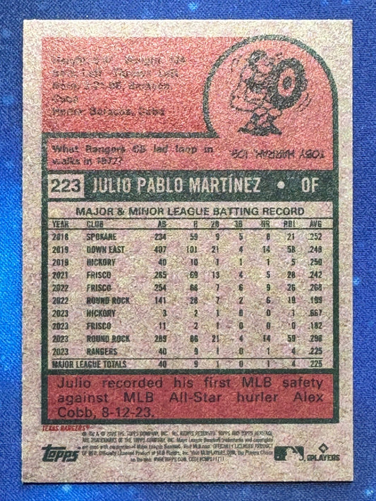 2024 Topps Heritage Rookie (RC) #223 Julio Pablo Martinez Texas Rangers