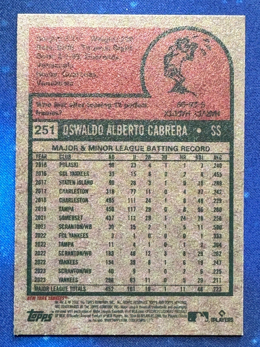 2024 Topps Heritage #251 Oswaldo Cabrera New York Yankees