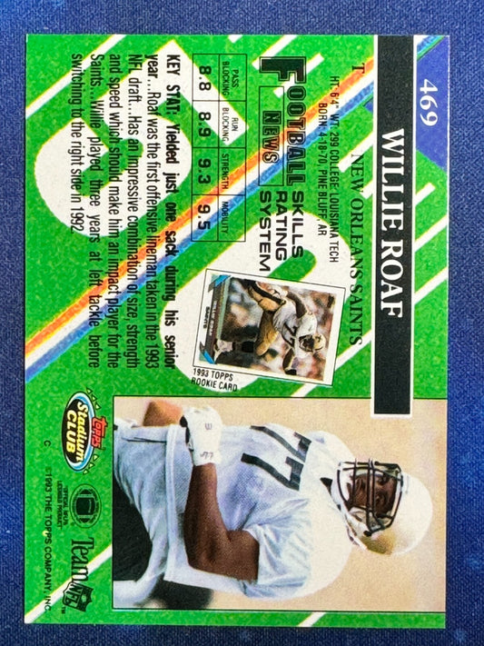 Willie Roaf 1993 Topps Stadium Club Rookie (RC) #469 New Orleans Saints