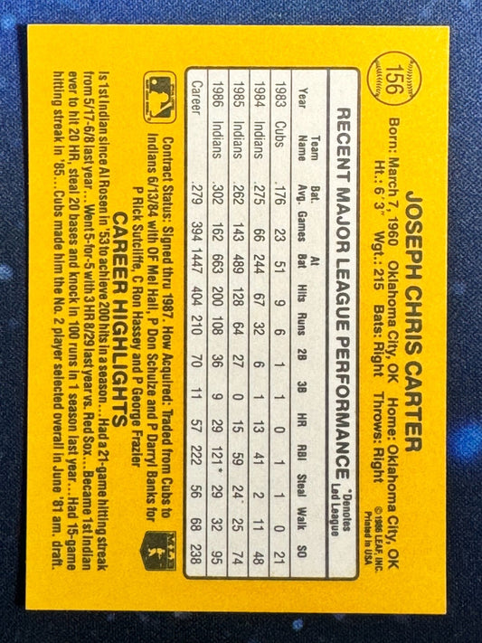 1987 Donruss #156 Joe Carter Cleveland Indians