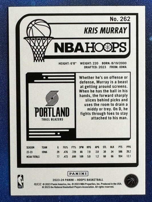 2023-24 Panini NBA Hoops Purple Rookie #262 Kris Murray Portland Trailblazers