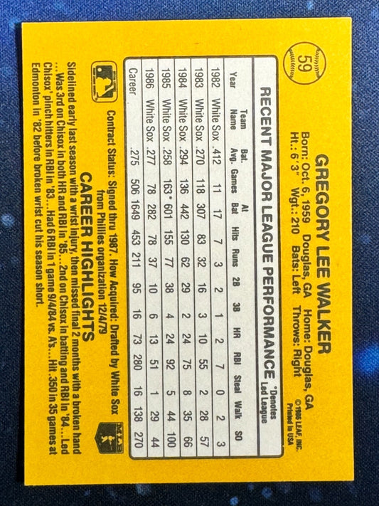1987 Donruss #59 Greg Walker Chicago White Sox