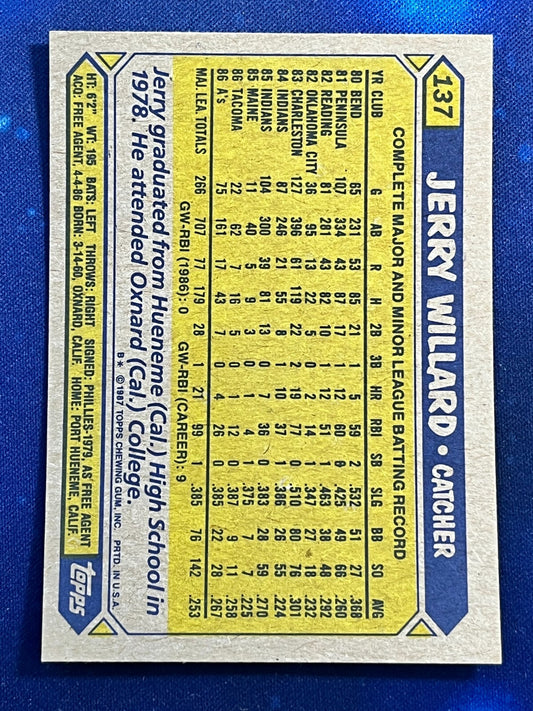 1987 Topps #137 Jerry Willard Oakland Athletics