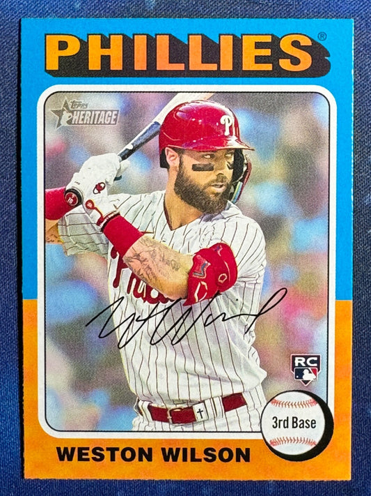 Weston Wilson 2024 Topps Heritage Baseball Rookie #105 Philadelphia Phillies