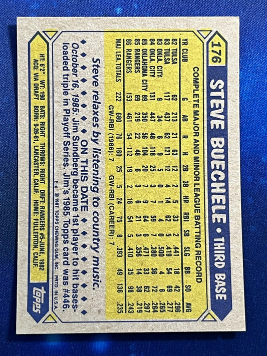 1987 Topps #176 Steve Buechele Texas Rangers