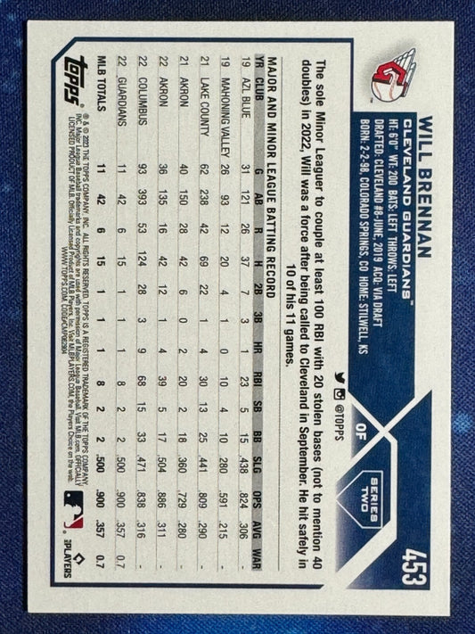 Will Brennan 2023 Topps Series 2 #453 Rookie (RC) Cleveland Guardians