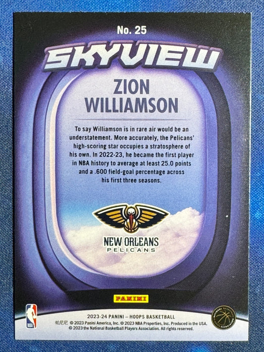 Zion Williamson 2023-24 Panini NBA Hoops #25 Skyview Winter New Orleans Pelicans