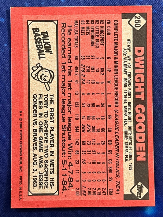 1986 Topps Baseball #250 Dwight Gooden New York Mets