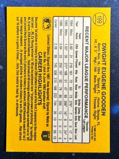 1987 Donruss #199 Dwight Gooden New York Mets