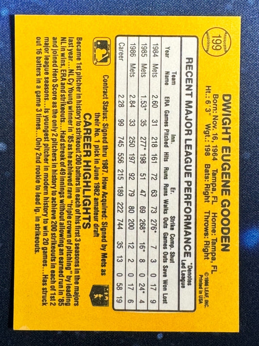 1987 Donruss #199 Dwight Gooden New York Mets