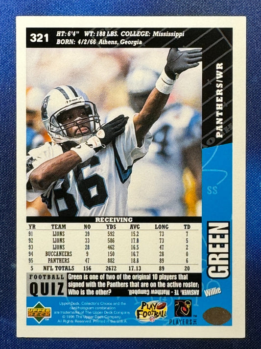 Willie Green 1996 Upper Deck Collector's Choice #321 Carolina Panthers