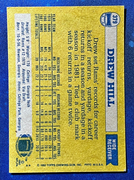 1982 Topps Football Rookie (RC) #379 Drew Hill Los Angeles Rams